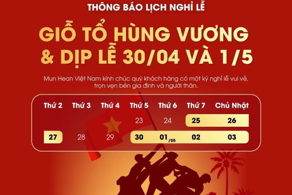 THÔNG BÁO LỊCH NGHỈ LỄ GIỔ TỔ VÀ 30/04 - 1/5 NĂM 2026